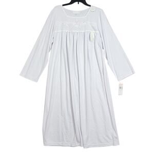 Miss Elaine Embroidered Nightgown Lavender‎ Size 2X Soft Cuddleknit Fabric
